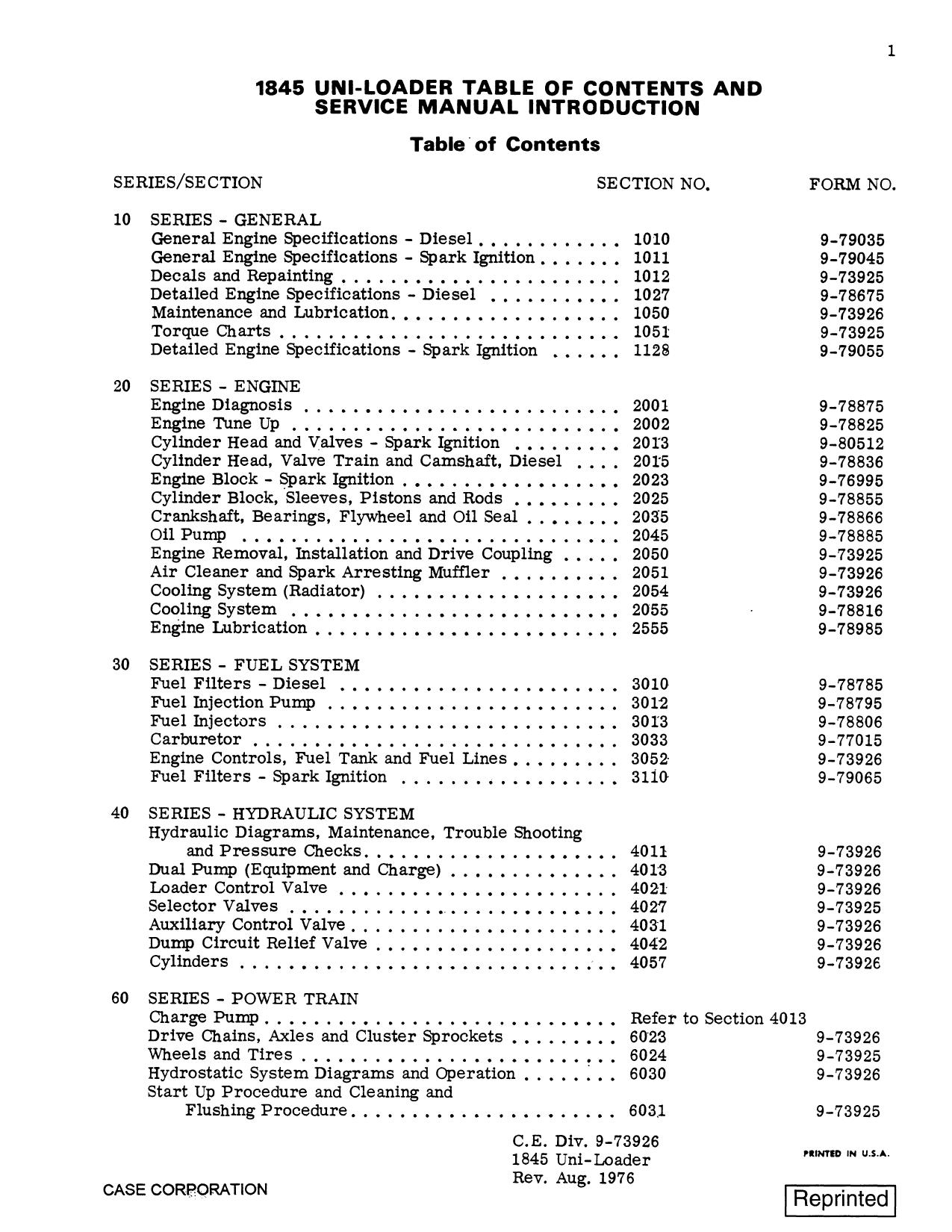 1845 LOADER Service Manual